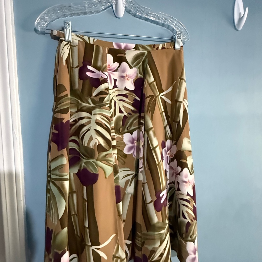 Tropical Floral A-Line Skirt - Brown and Purple - Picture 12 of 16